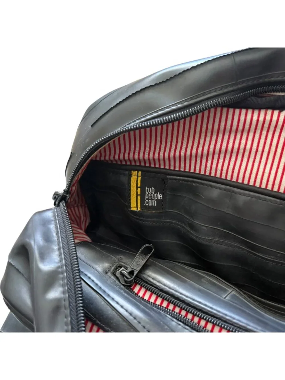 tub Recycled Inner Tube Rubber Messenger Bag Black‎ Handmade Waterproof Upcycle